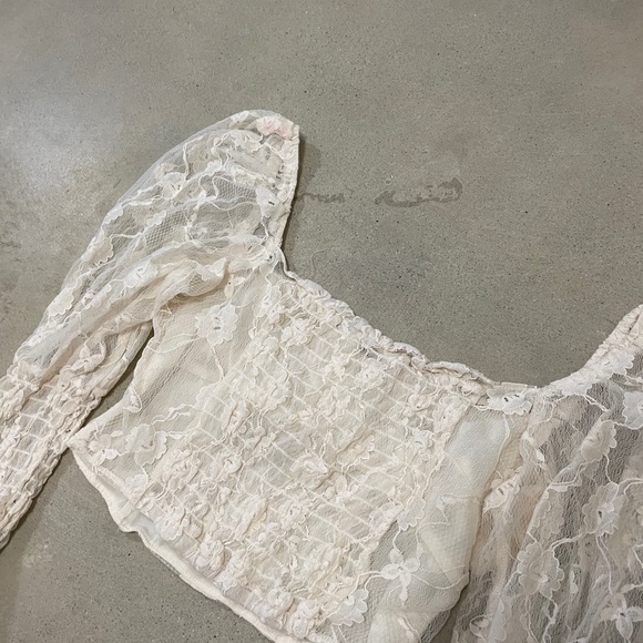 H&M | Lace Crop Floral Ivory Cream - Picture 7 of 9